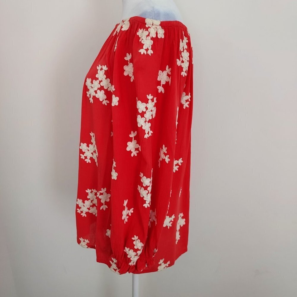 Soft Surroundings  Avignon Floral Embroidered Red Top - Picture 2 of 9